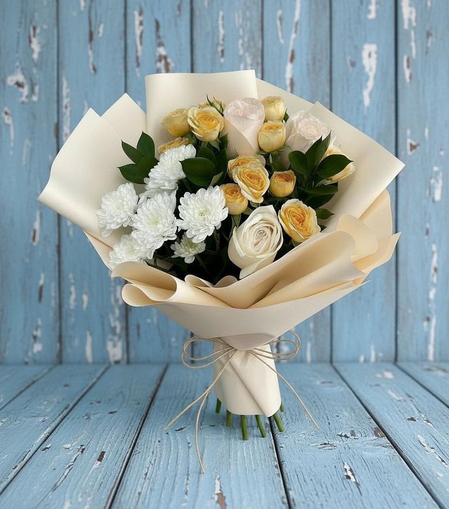 Букет цветов из: Розы и Хризантемы в Юдино