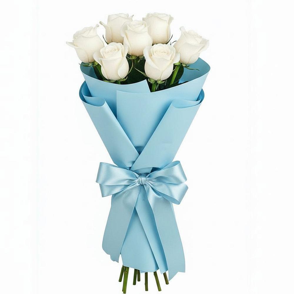 Букет 7 белых роз Проуд в Юдино