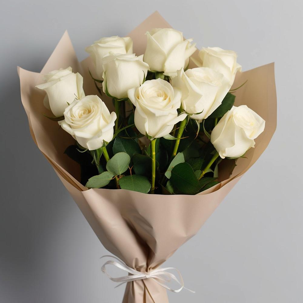 Букет 9 Белых роз Эдлесс Лав в Юдино