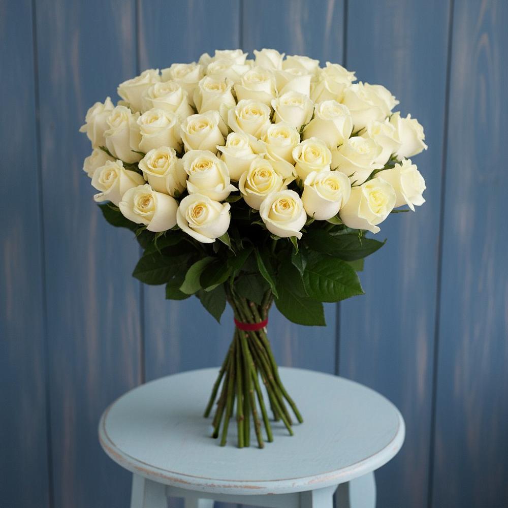 Букет 51 Белая роза Эдлесс Лав в Юдино