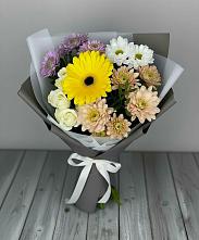 Букет цветов из:  Розы, Герберы и Хризантемы #REPLACE_PRED# Юдино