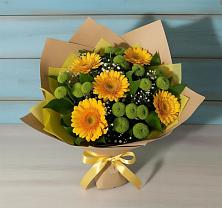 Букет цветов из:  Герберы и Хризантемы в Юдино