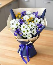 Букет цветов из:  Розы, Ирисы и Хризантемы #REPLACE_PRED# Юдино