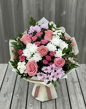 Букет цветов из:  Альстромерии, Гвоздики, Розы и Хризантемы #REPLACE_PRED# Юдино
