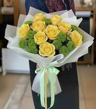 Букет цветов из:  Хризантемы и Розы в Юдино