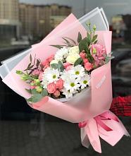 Букет цветов из:  Розы, Лизиантусы и Хризантемы в Юдино