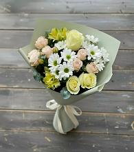 Букет цветов из:  Альстромерии, Розы и Хризантемы в Юдино
